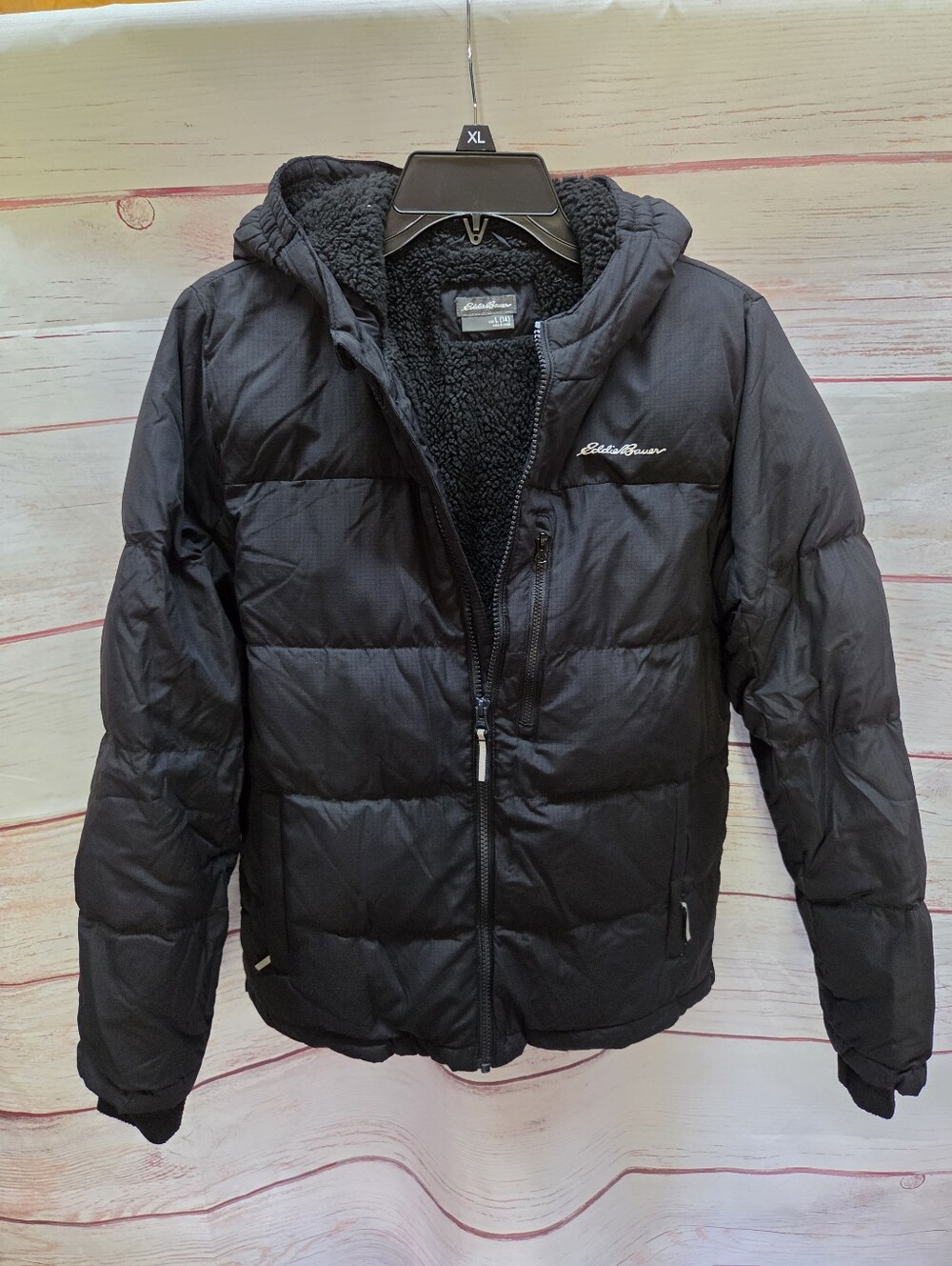 Eddie Bauer Kids Classic Down Heavyweight Hooded Jacket, Black - Size L (14)